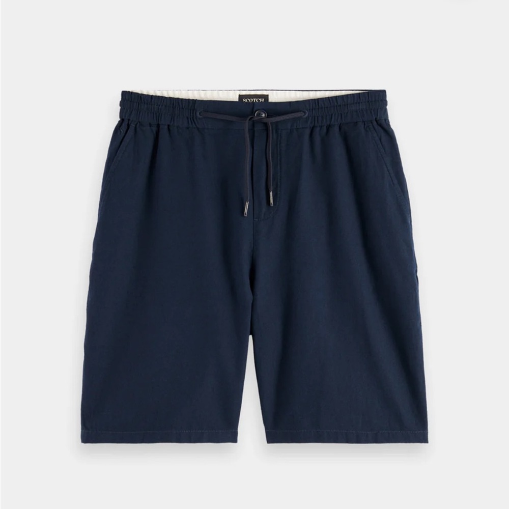 Scotch & Soda Fave Bermuda Cotton-Linen Navy Shorts